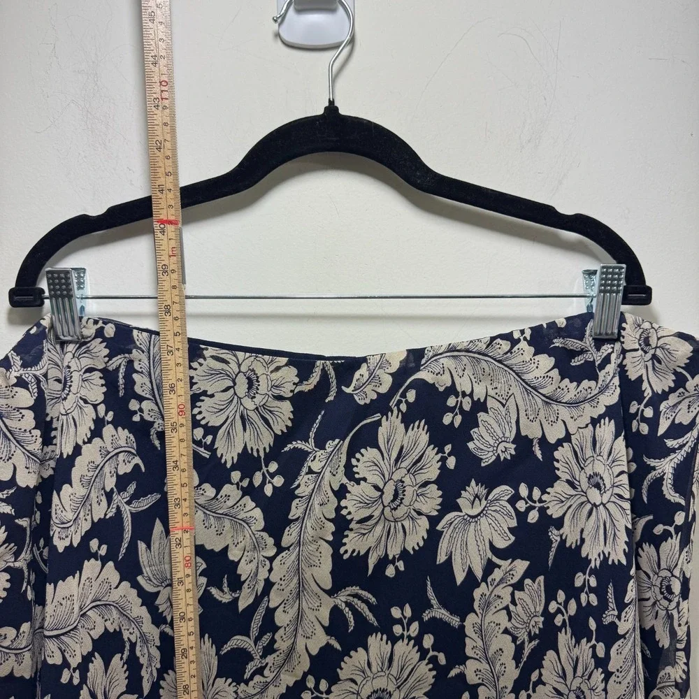 Lauren Ralph 100% Silk Floral Georgette Maxi Skirt Size 22W Cottagecore High Low